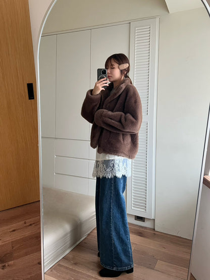 JK1879 翻領皮草外套