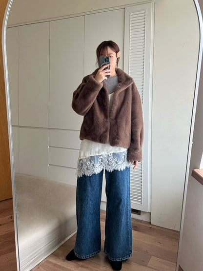 JK1879 翻領皮草外套