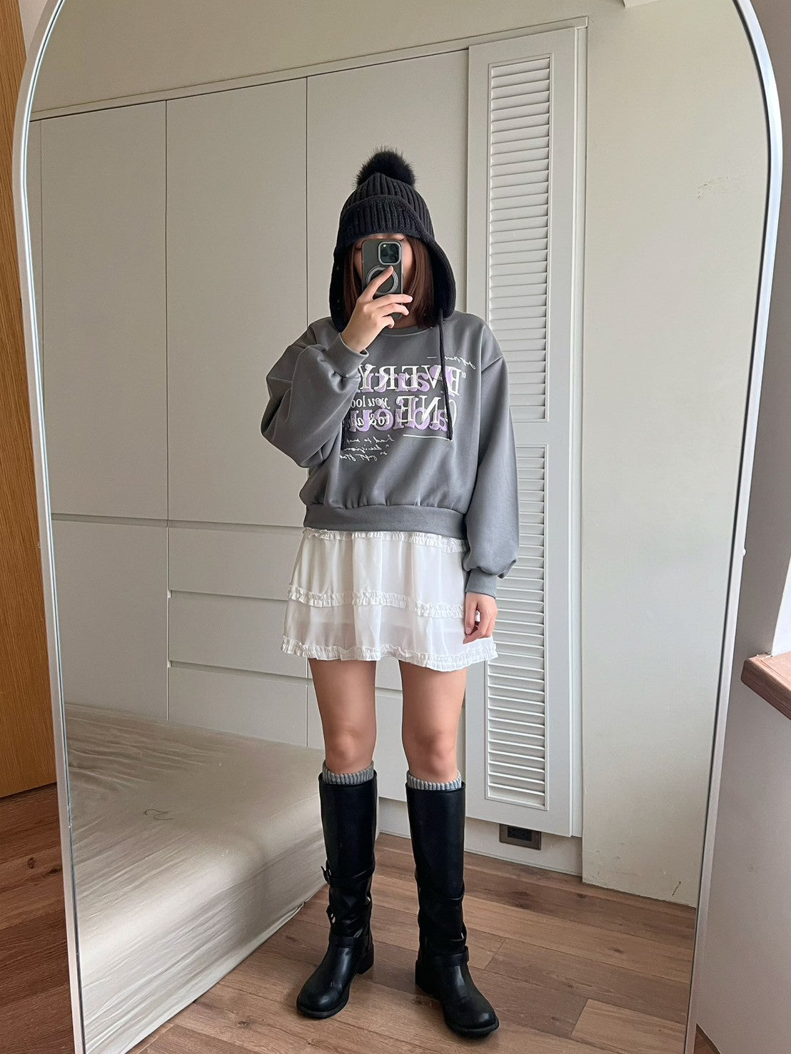 KS744 荷葉邊雪紡短褲裙