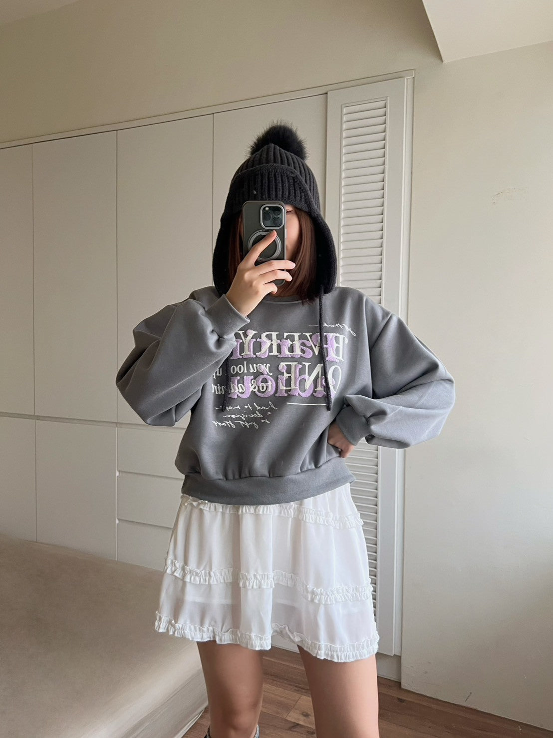 KS744 荷葉邊雪紡短褲裙