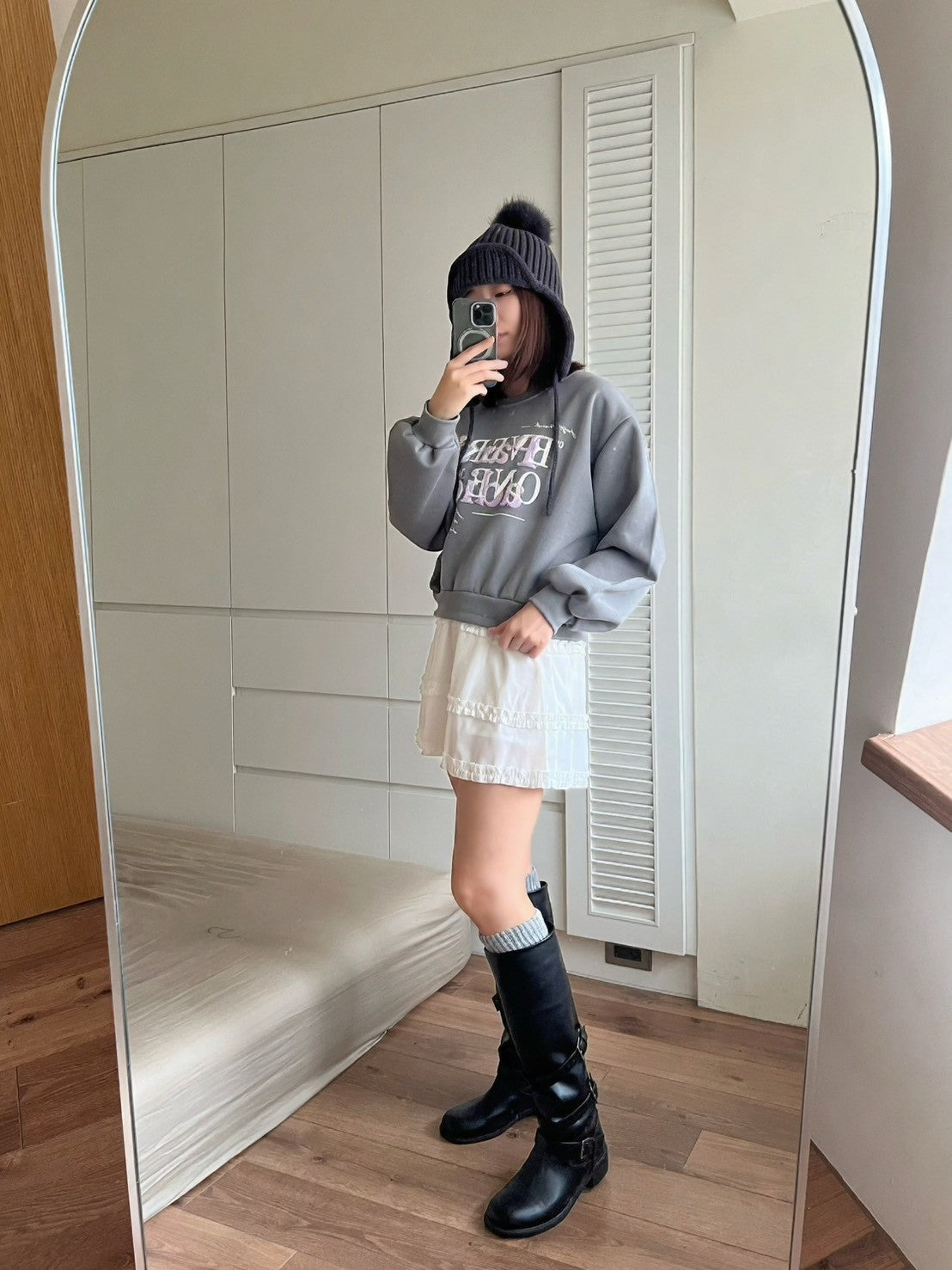 KS744 荷葉邊雪紡短褲裙