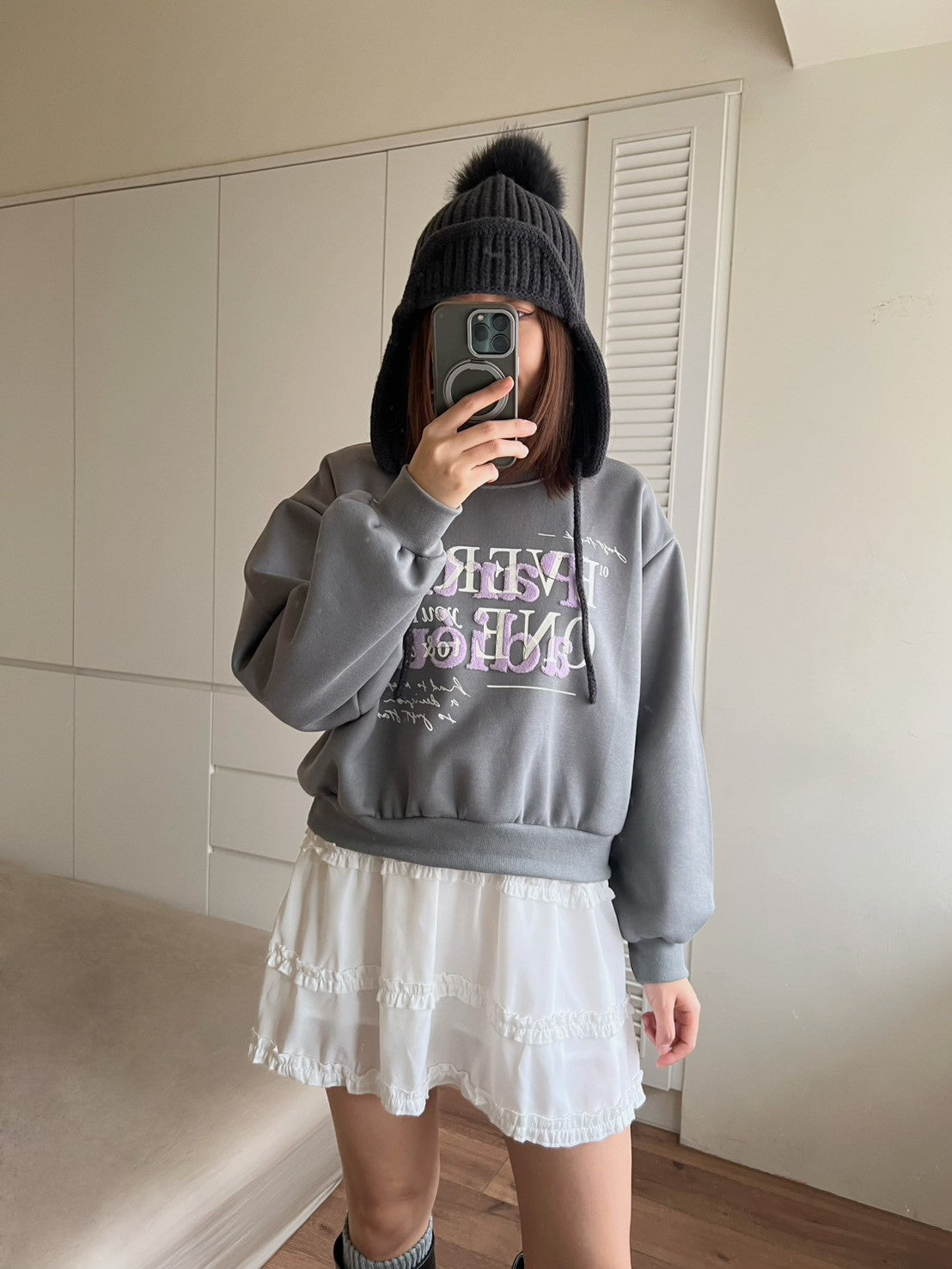 KS744 荷葉邊雪紡短褲裙