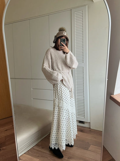 KL1047 點點蕾絲拼接傘裙