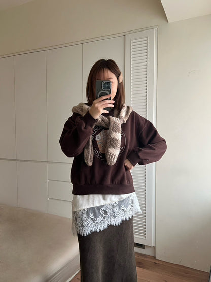 12C207 條紋披巾毛帽