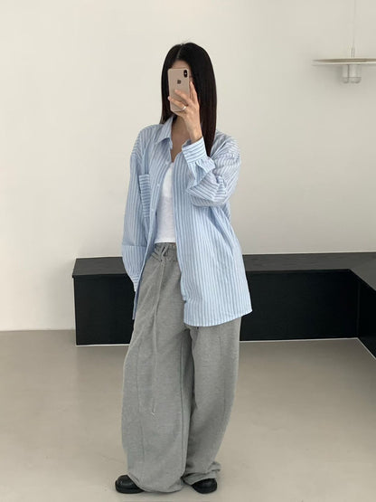 SH529 直紋長版襯衫