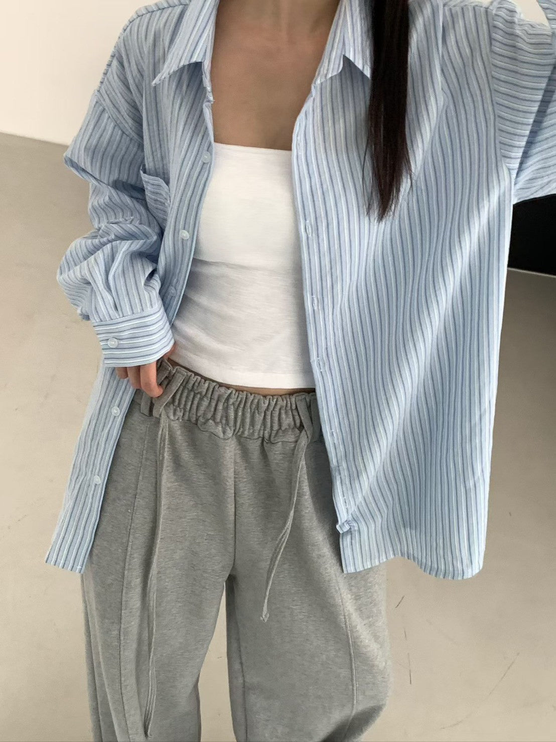 SH529 直紋長版襯衫