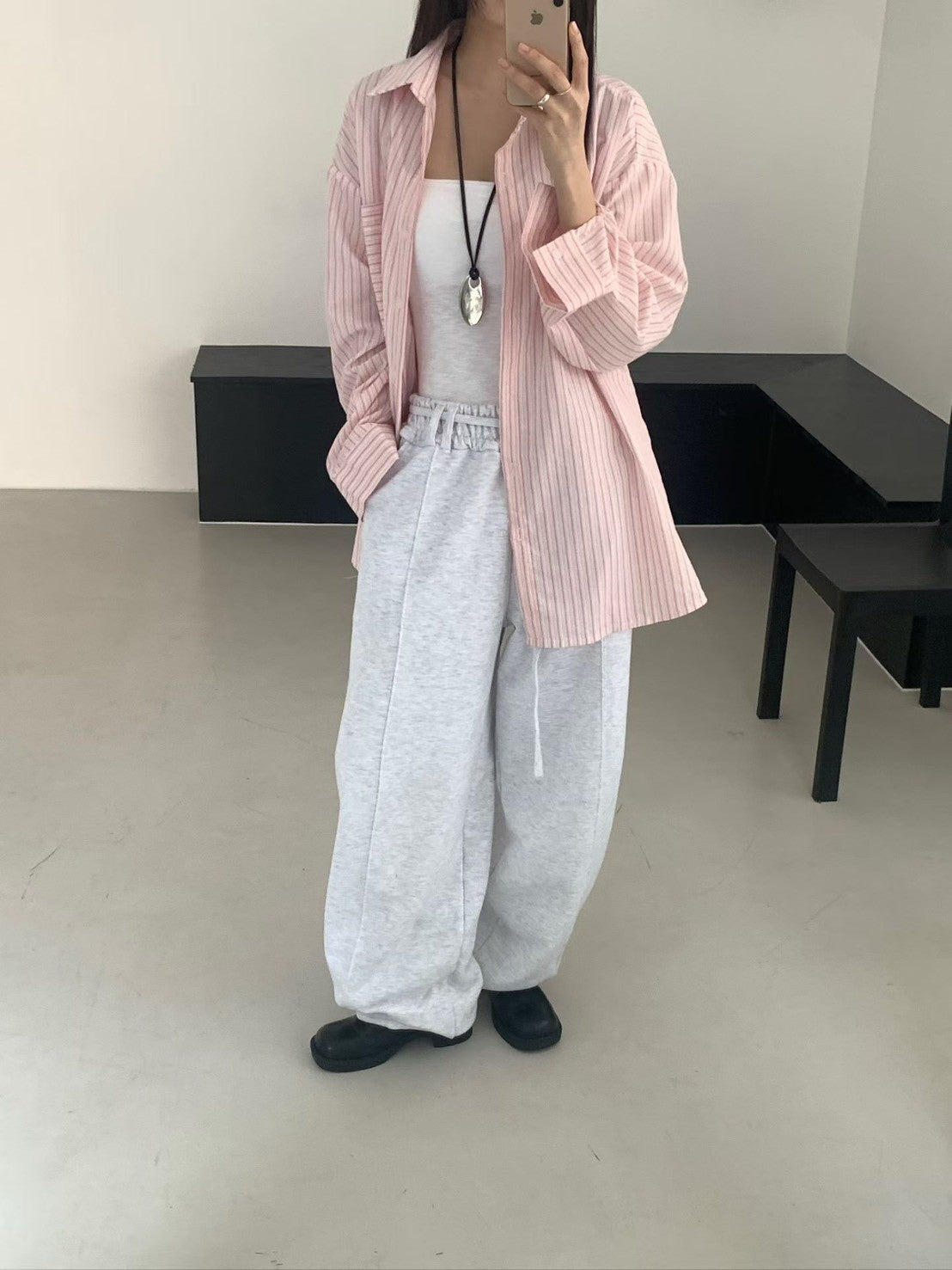 SH529 直紋長版襯衫