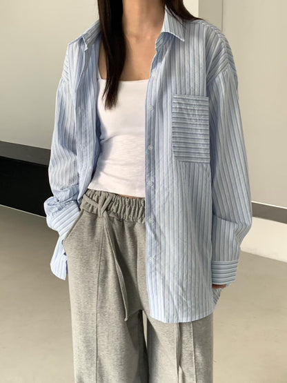 SH529 直紋長版襯衫