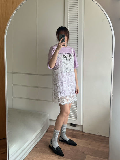 ST4532 細帶睫毛蕾絲長版背心