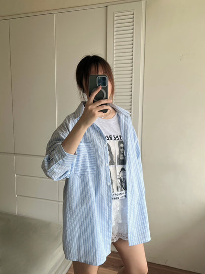 SH529 直紋長版襯衫