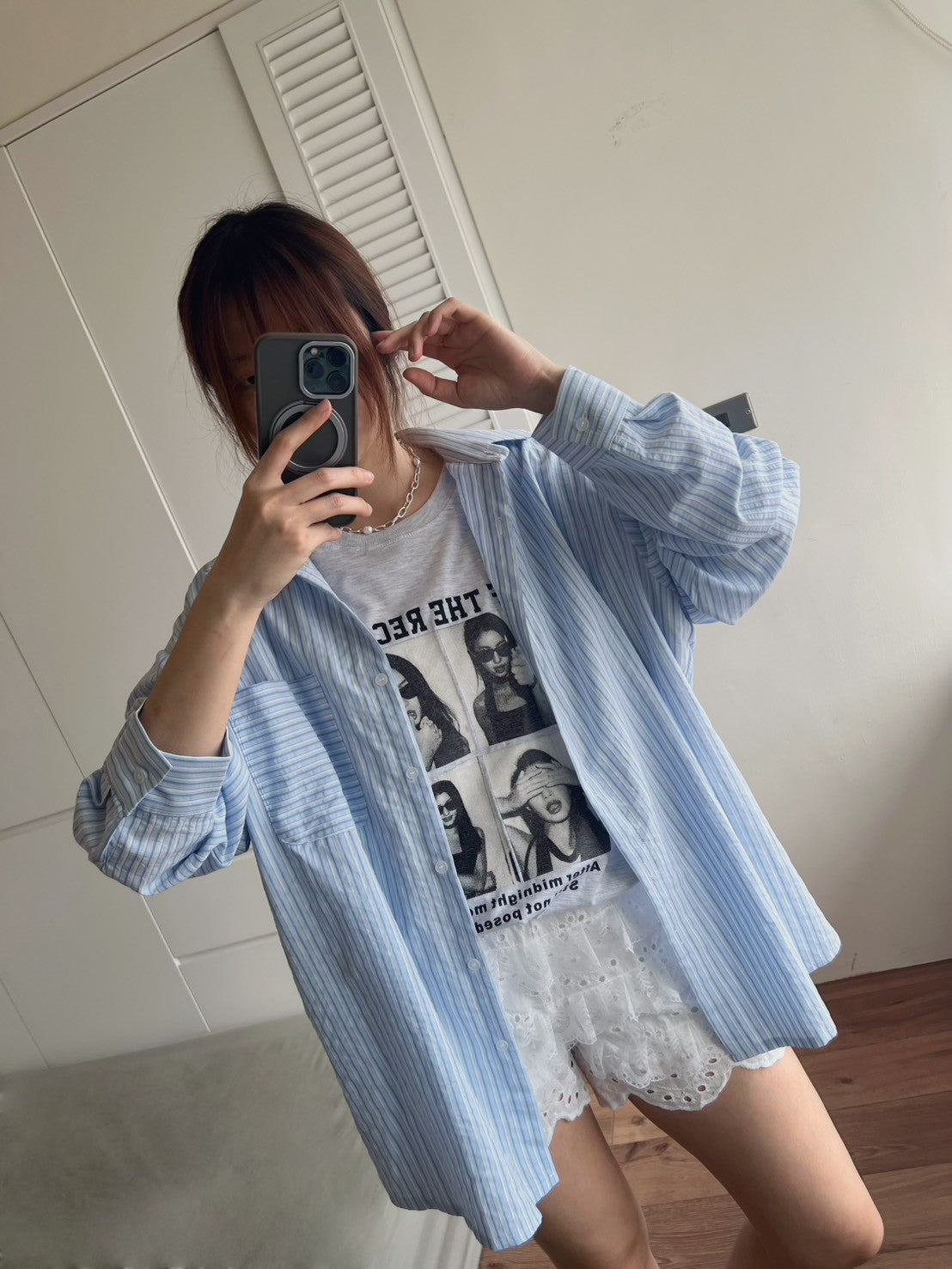 SH529 直紋長版襯衫