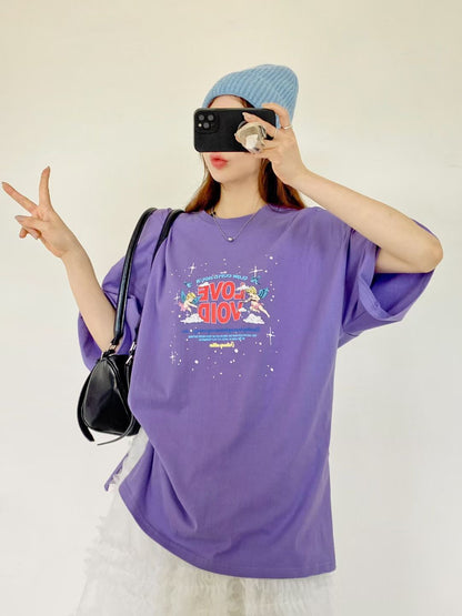4D215 LOVE小天使水洗長版T