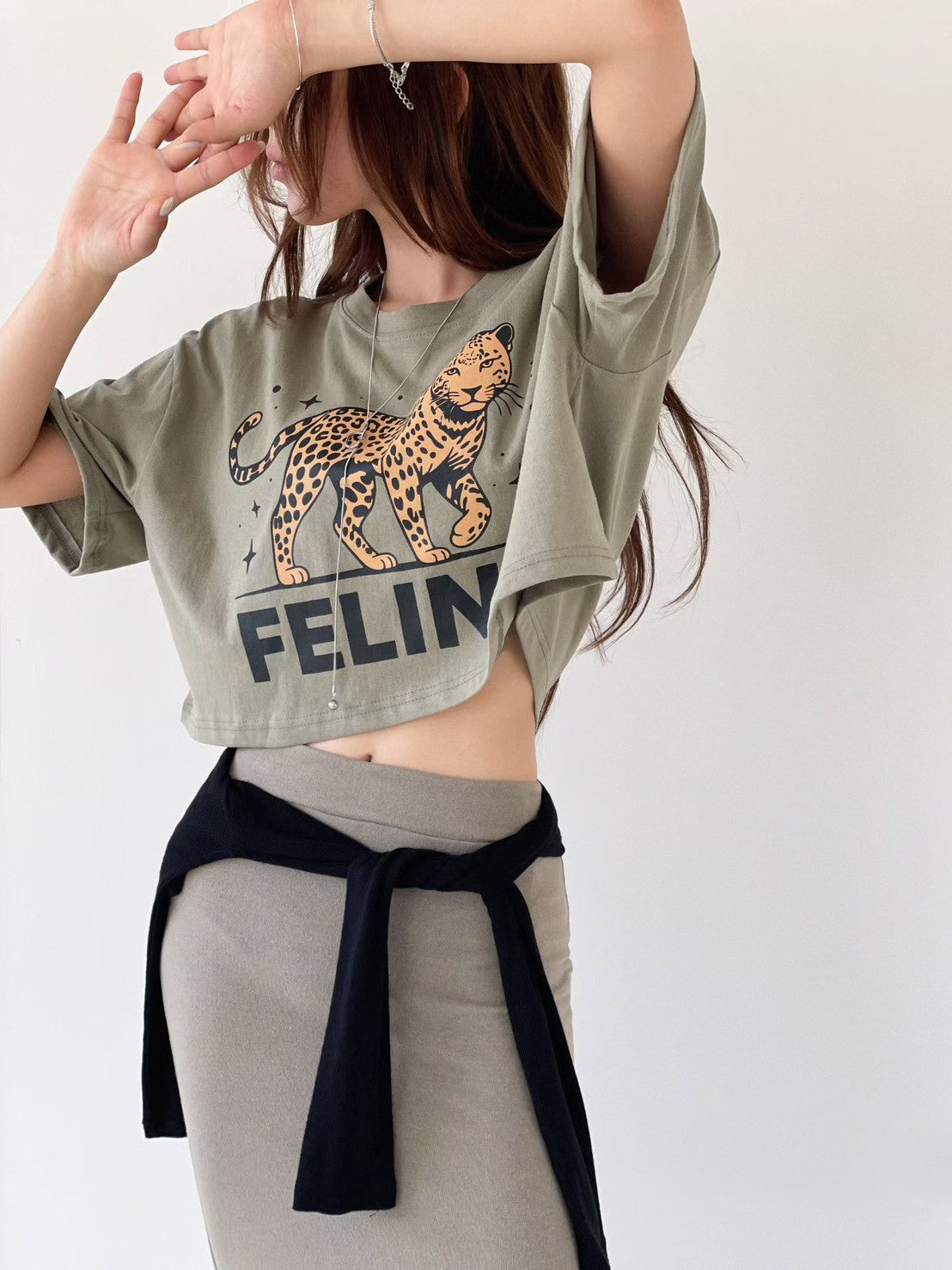 6D118 花豹feline短版T