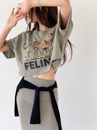 6D118 花豹feline短版T