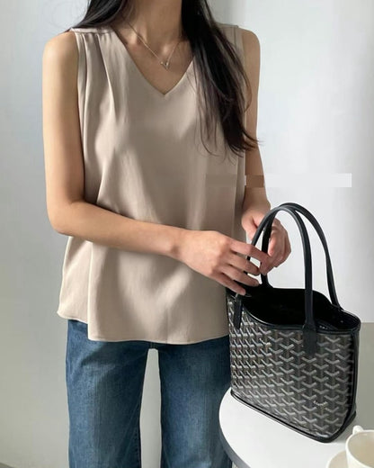 ST904 V領肩抓褶背心