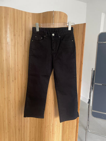 JL902 黑色七分卡布里褲
