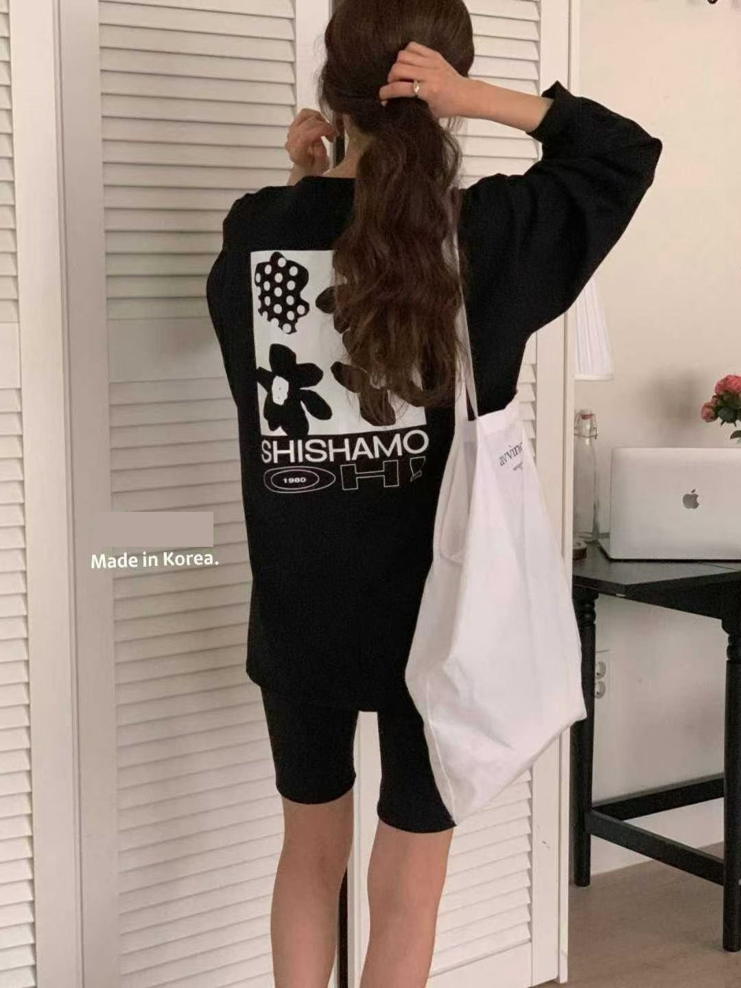TS914 花朵長版寬T