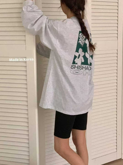 TS914 花朵長版寬T