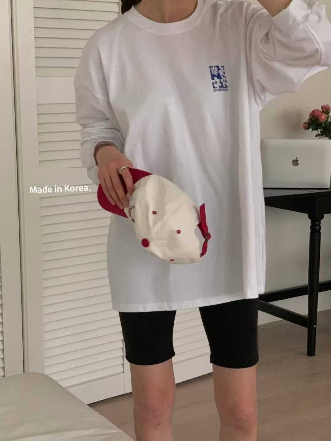 TS914 花朵長版寬T