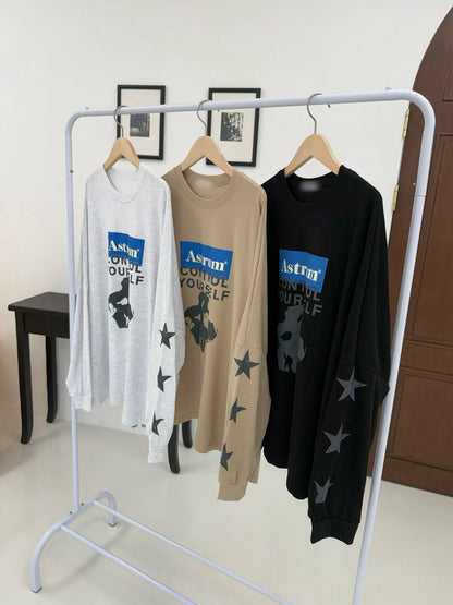 TS903 Astrum星星袖長版寬T