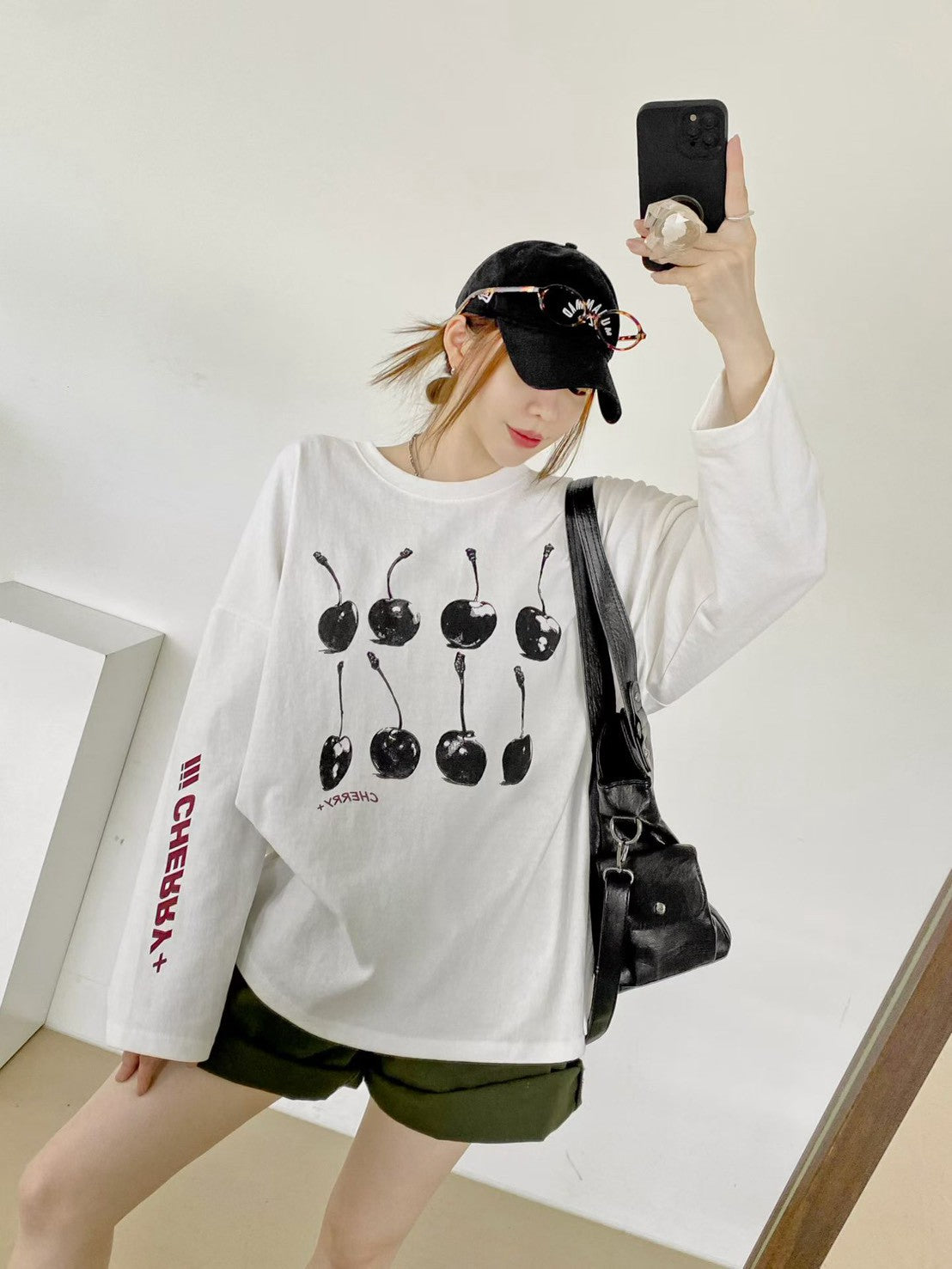 TS908 櫻桃長版寬T