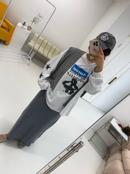 TS903 Astrum星星袖長版寬T