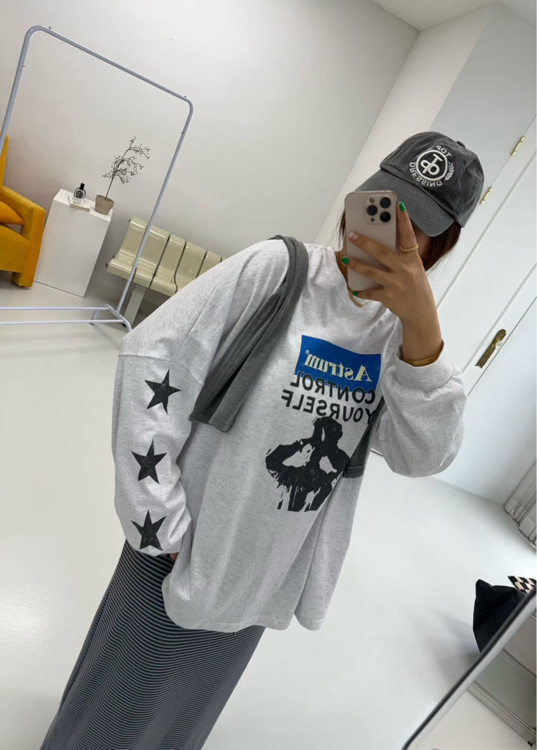 TS903 Astrum星星袖長版寬T