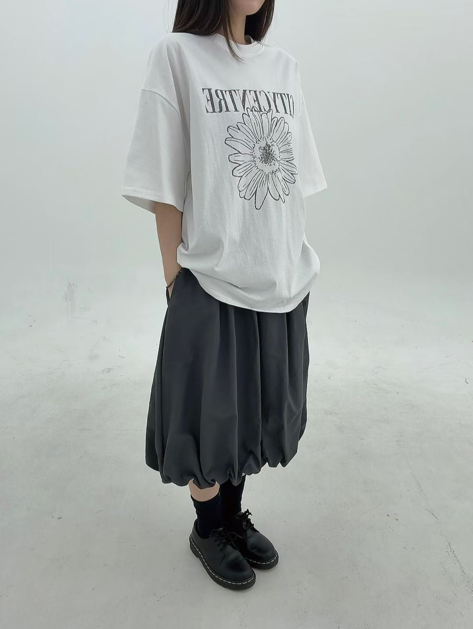 3B219 水洗色小雛菊長版T