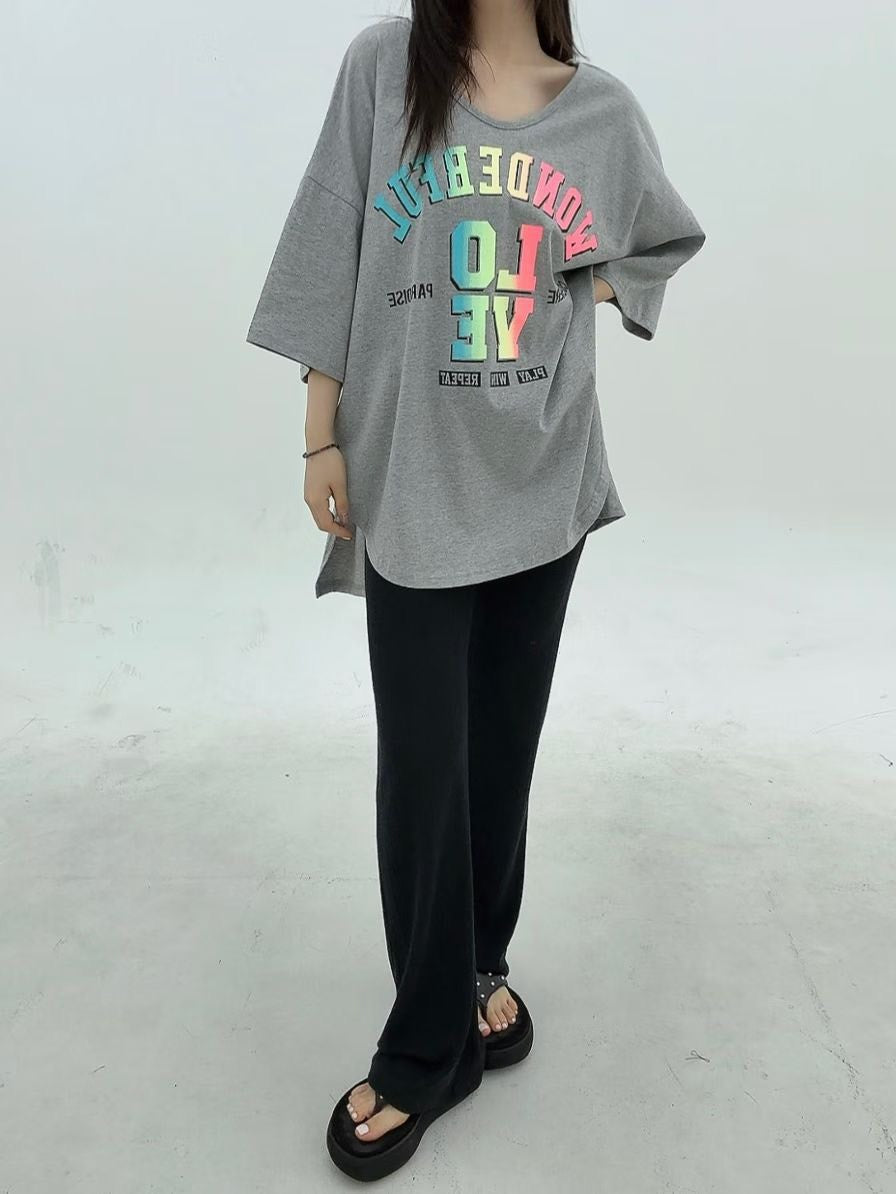3B222 彩虹字母U領長T