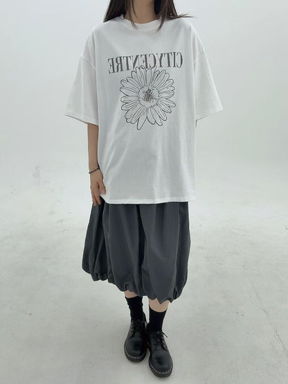 3B219 水洗色小雛菊長版T