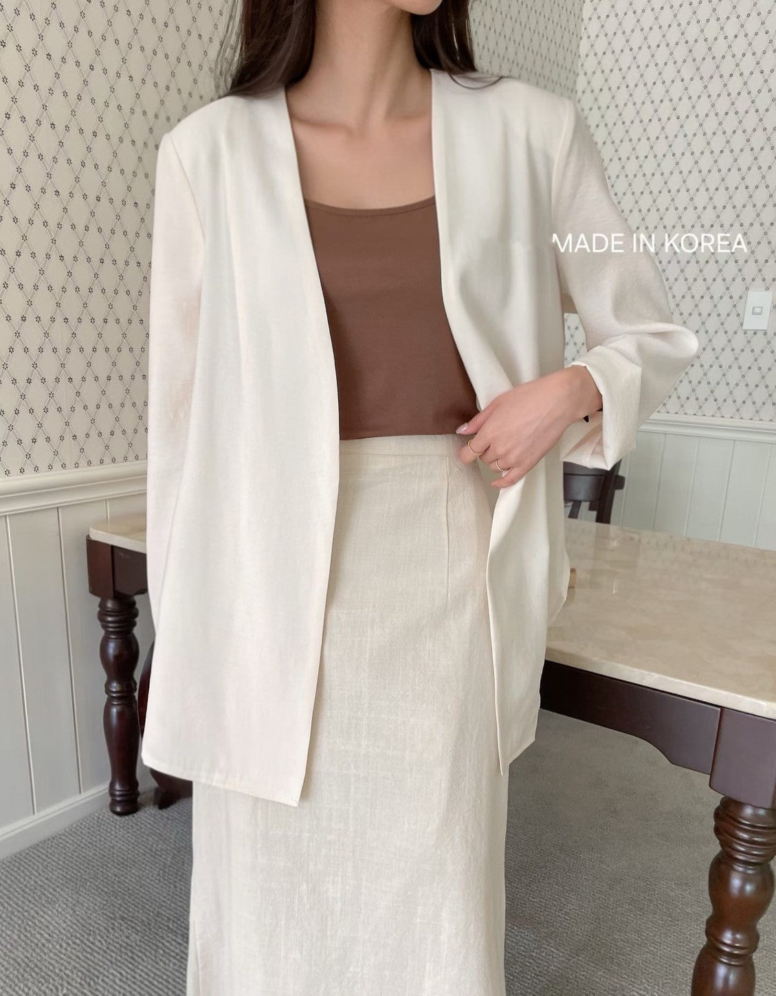 4B102 簡約無領長袖外套