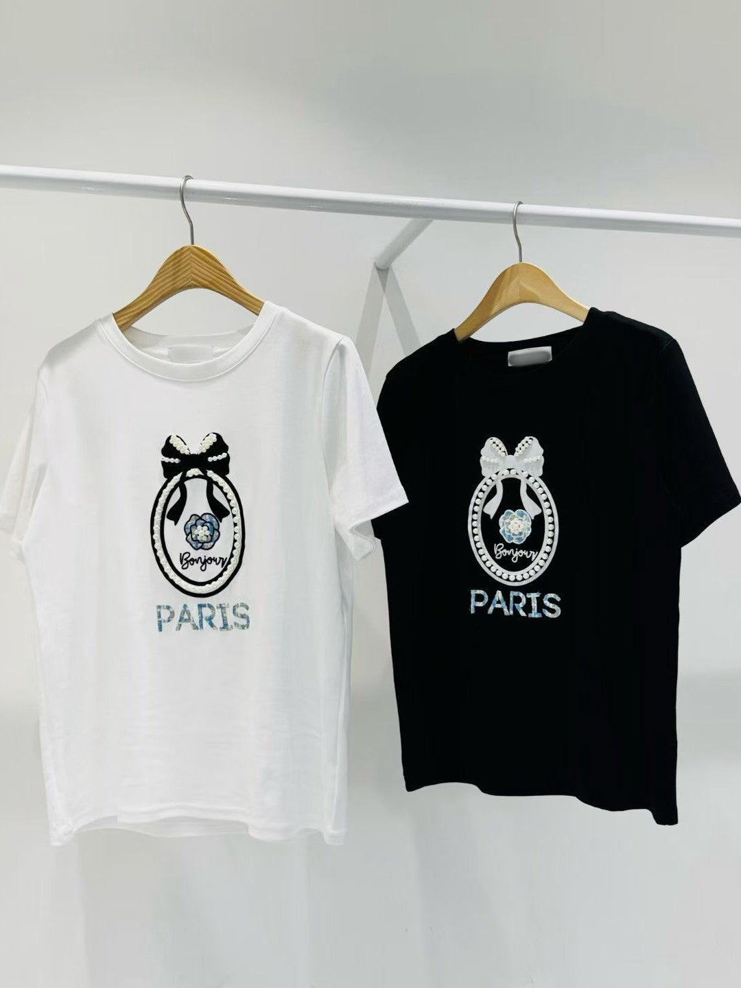 4C105 珍珠蝴蝶結PARIS精梳棉T
