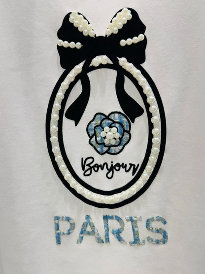 4C105 珍珠蝴蝶結PARIS精梳棉T