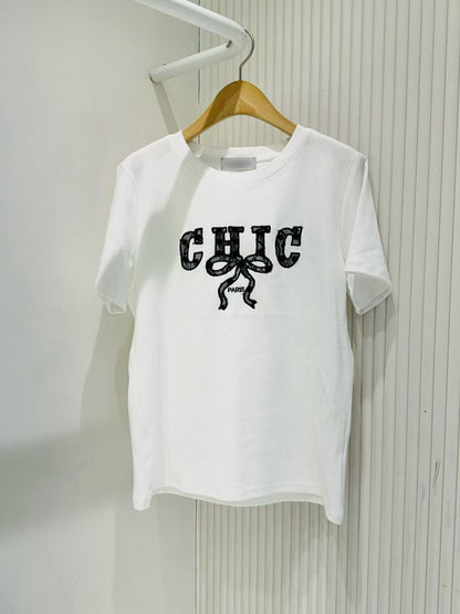 4C107 蕾絲CHIC精梳棉T