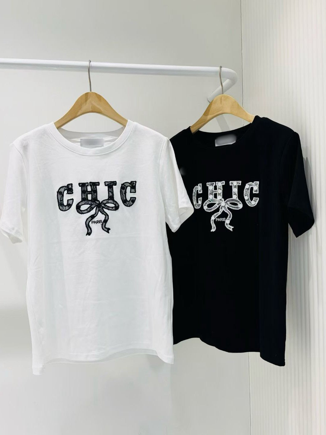 4C107 蕾絲CHIC精梳棉T