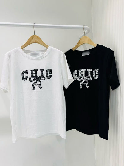 4C107 蕾絲CHIC精梳棉T