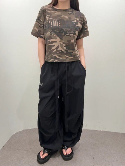 7A111 涼感迷彩字母短版T