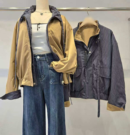 9A106 細格紋雙面夾克