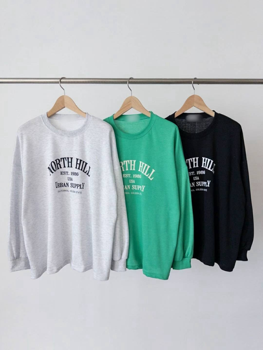 9A202 North hill袖縮口寬T