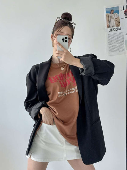 9A205 Loving you袖縮口寬T