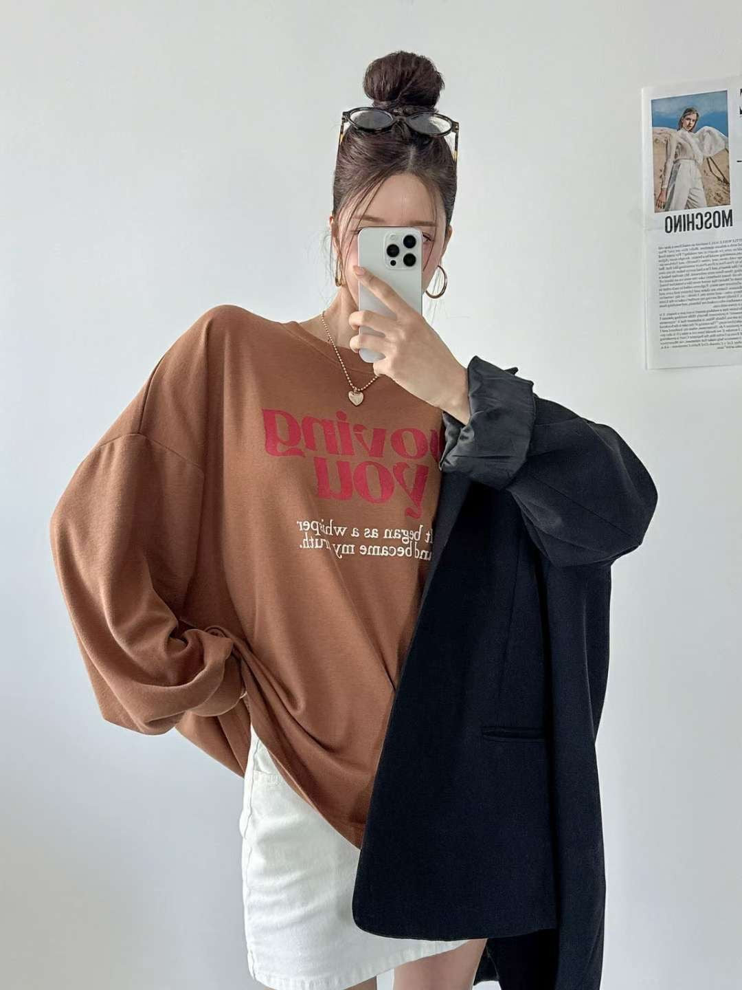 9A205 Loving you袖縮口寬T