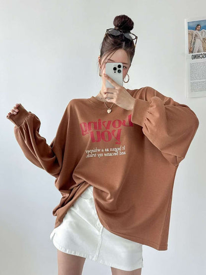 9A205 Loving you袖縮口寬T