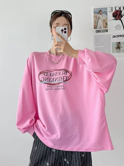 9A201 紅圈字母袖縮口寬T