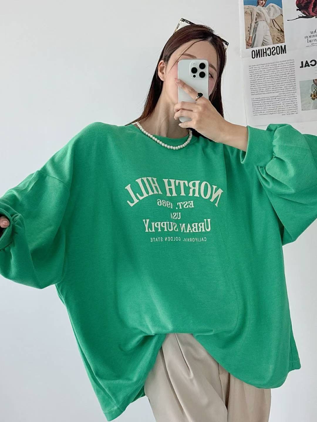 9A202 North hill袖縮口寬T