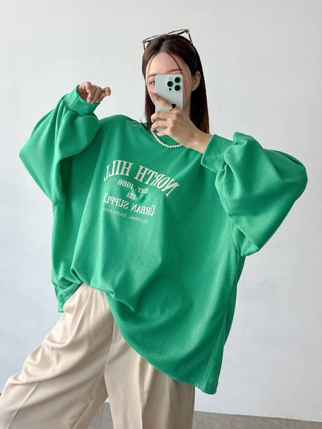 9A202 North hill袖縮口寬T