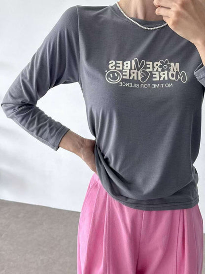 9A211 花朵笑臉合版T