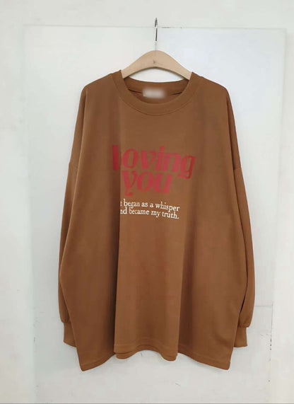 9A205 Loving you袖縮口寬T