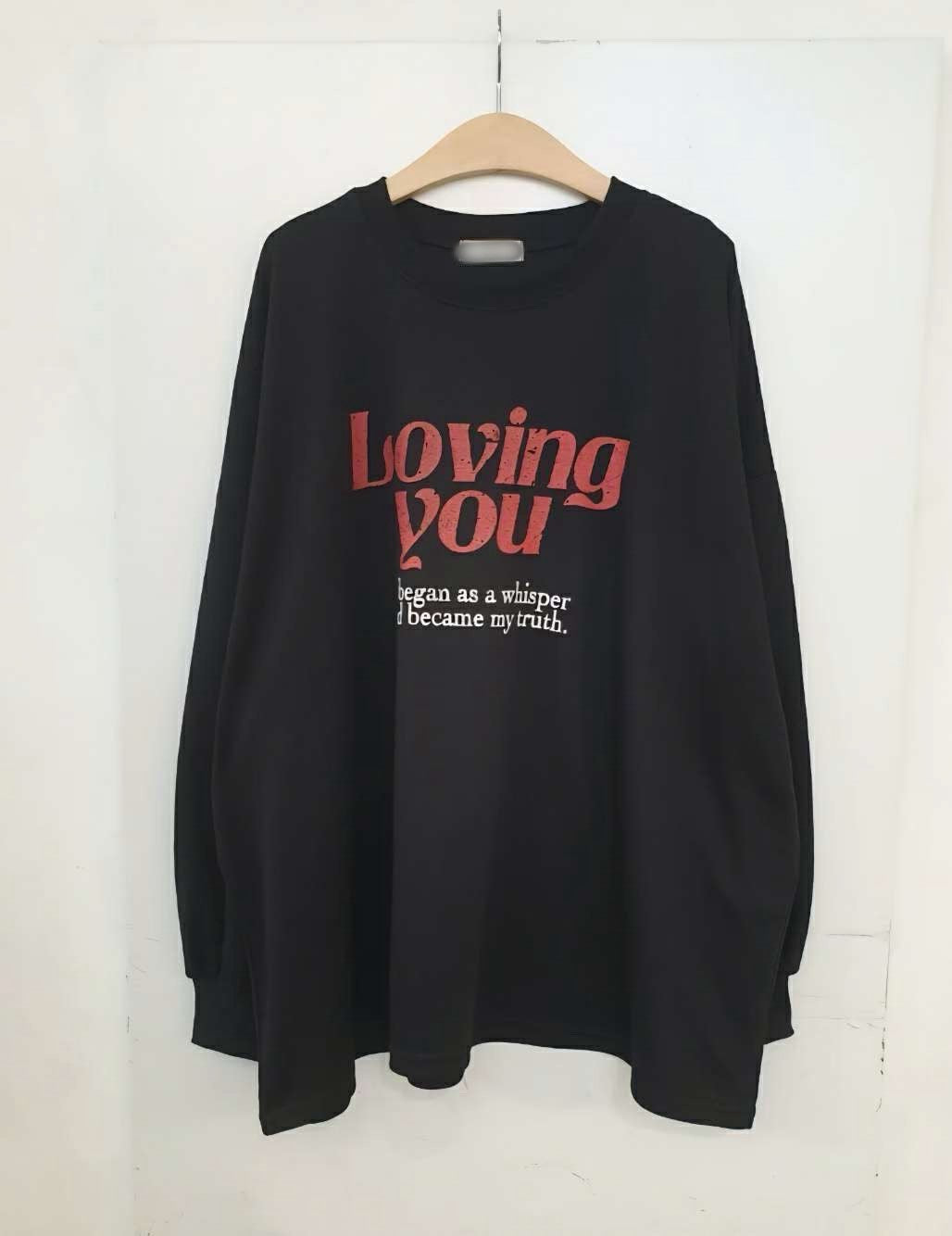 9A205 Loving you袖縮口寬T