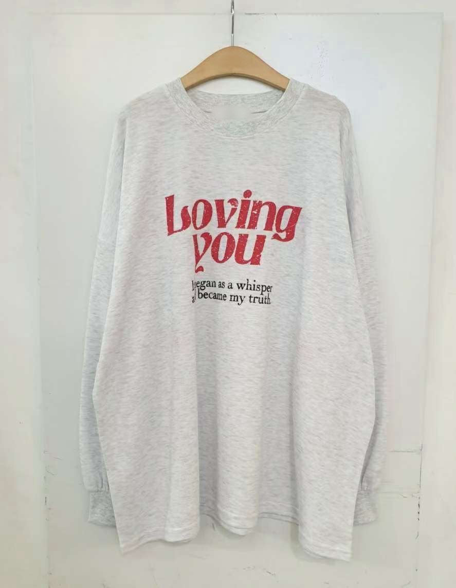 9A205 Loving you袖縮口寬T