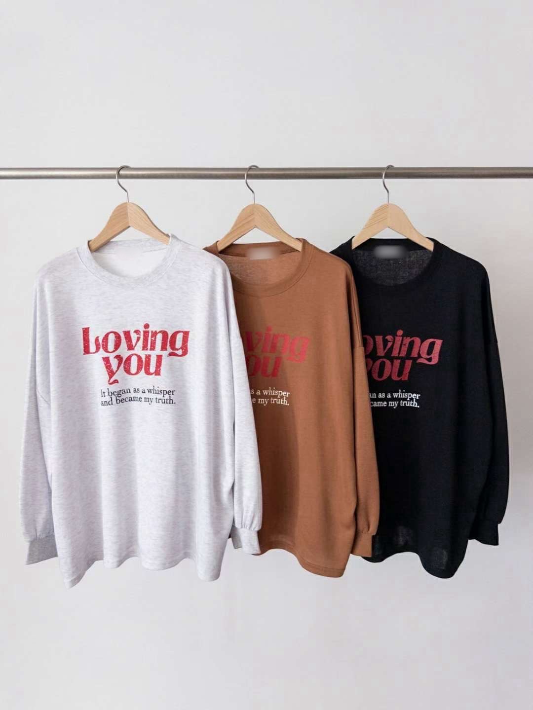 9A205 Loving you袖縮口寬T